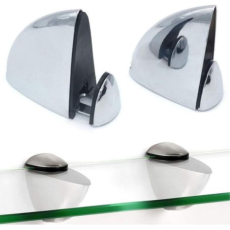 Lot de 2 pinces en verre, support d'étagère en bois/verre, supports en bois avec support en verre, clip en forme de bouche de poisson, pince réglable de 3 à 16 mm d'épaisseur (1/5)