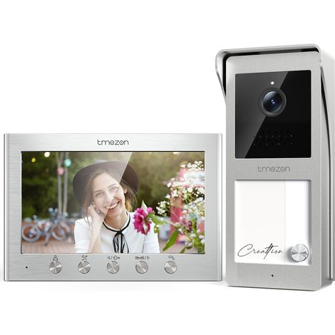 2 Fils Visiophone Connecté Filaire Kit Interphone Vidéo,Ecran TFT Couleur 7’’,Platine de Rue avec Camera,Sonnette Extérieur Vision Nocturne,Audio Bidirectionnel,Une Famille (1/5)