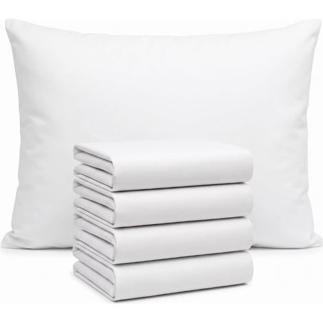 Lot de 4 taies d'oreiller en coton 200 fils, 100 % coton, de qualité hôtelière, avec fermeture à enveloppe, résistantes à la décoloration, au rétrécissement, respirantes, 50 x 75 cm (1/5)