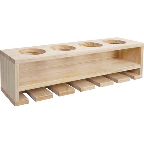 Weinregal HHGP21, Glas-/Flaschenhalter Wandbar Regal für 4 Flaschen/6 Gläser Holz MVG-zertifiziert 12x48x12cm natur