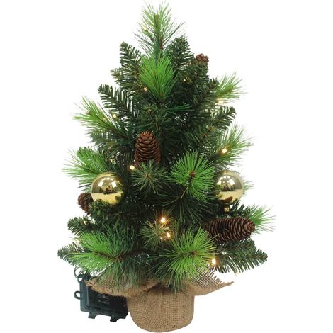 Sapin de Noël LED Décoration Extérieur et Intérieur en Métal et Plastique Vert et Doré - PANGIVO (1/5)