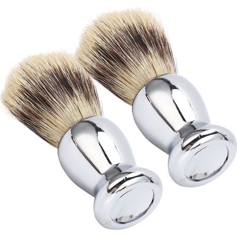 Lot de 2 pinceaux de rasage à poils longs, doux et denses, avec manche, pour homme. Compatible avec la mousse à raser et la crème moussante. (1/5)
