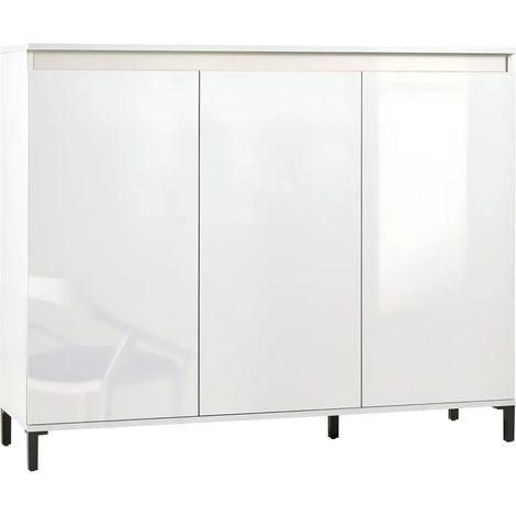 Mobile da Ingresso 138x110 cm Bianco Moderno 3 Ante 4 Ripiani (1/4)