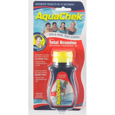 Bandelettes test eau piscine AQUACHEK analyse Brome/pH/TH - x 50