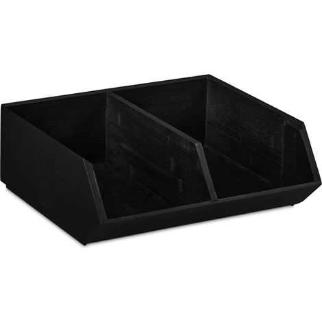 Pratico organizer da scrivania impilabile per documenti, cucina, ripostiglio, 12,5 x 35 x 31 cm in bambù antracite 130010793