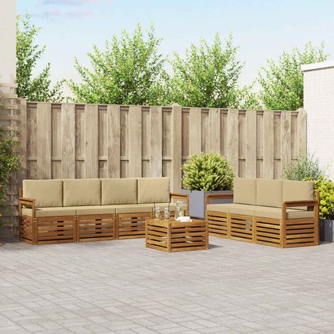 vidaXL Sofagarnituren 8 pcs Natur und Beige Massivholz Akazie (1/5)