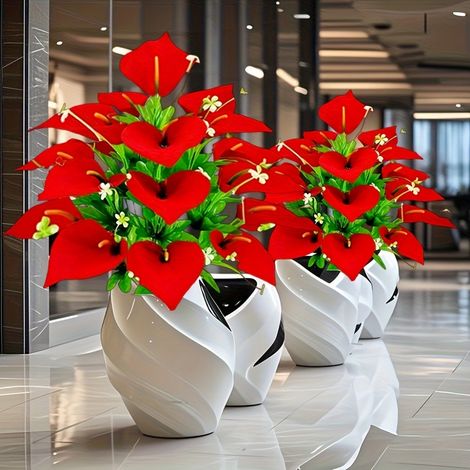 Horseshoe Lotus Bundle - Fleurs Artificielles Pour Mariage Fête Maison Et Décoration Extérieure 18 Rouge (1/5)