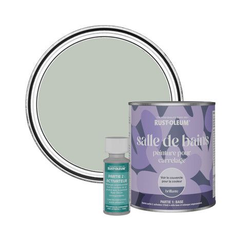 Peinture pour Carrelage de Salle de Bain, Finition Brillante - Vert Craie 750ml (1/2)