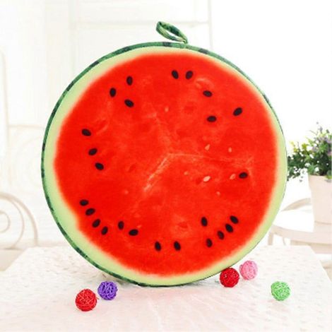 Coussin de jardin, housse de chaise de jardin, coussin décoratif rond en forme de fruit, motif unique, pastèque (1/4)
