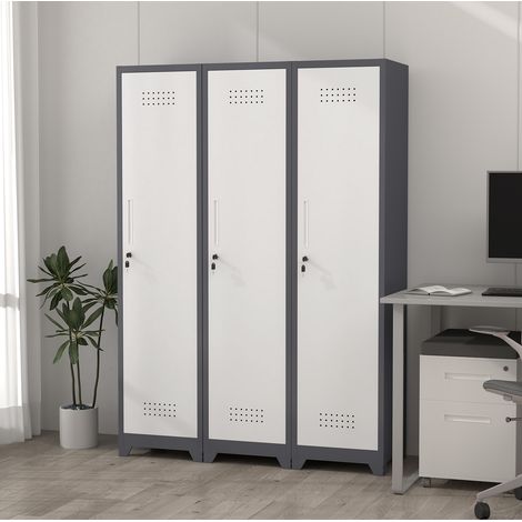 Putzschrank 15.75x15.75x64.96 cm, mit verstellbaren Stangen, vier Fächern und Lüftungsplatten, Metall, grau (1/5)