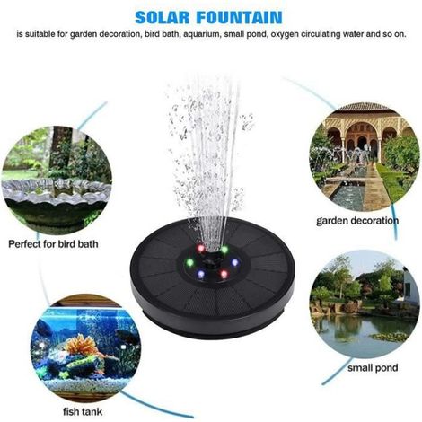 Pompe De Fontaine Solaire 3W - 7V, Lumières LED Colorées Fontaine Flottante De Pompe À Eau Solaire, Fontaine De Piscines avec[1095] (1/4)