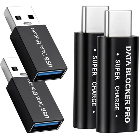 USB Data Blocker & USB-C Data Blocker (4-pack), USB adapter protection for safe charging, USB blocker against juice jacking, charging adapter only compatible with (1/5)