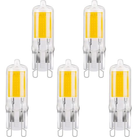 Ampoule LED G9 2W Blanc chaud 3000K COB LED 250LM Équivalent à une ampoule halogène 25W G9, Ampoule LED G9 Capsule Type JC, Non dimmable, Lot de 5 [Classe énergétique E] (1/5)