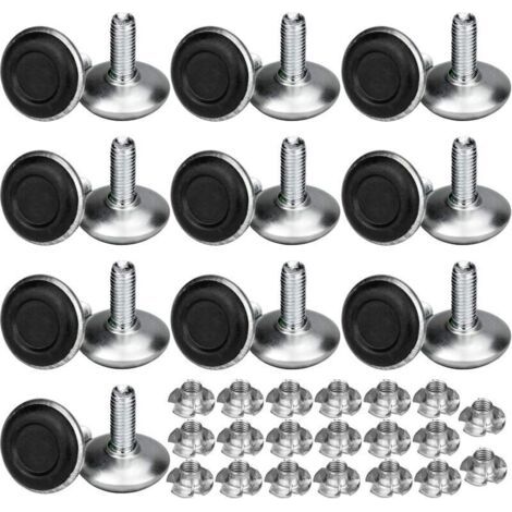 Pair 20 Pack Pied Vérin Réglable Pour Meuble, Pied de Nivellement Aevc T-écrou Filetage M8x20x30mm, Vis Support de Nivellement Pieds de meuble, Chaise, Table