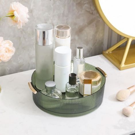 Organisateur Maquillage - Rotatif 360 Degres - Rangement Cosmetiques Transparent Vert - 1 Piece (1/4)