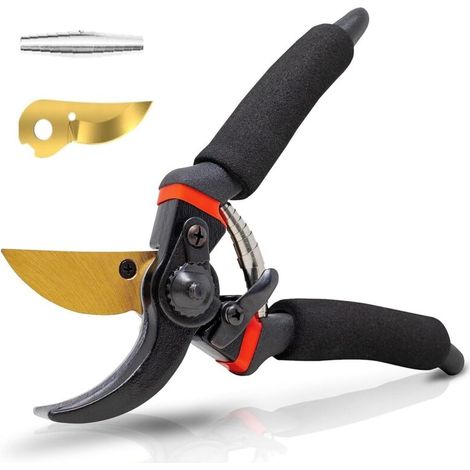 Sécateur professionnel 8 pouces en titane de qualité supérieure Lames tranchantes et antirouille pour une coupe précise (1/5)