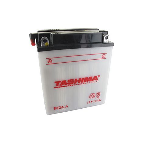 Batería de Plomo Tashima Reforzada 12V, 12A. L: 134, L: 80, H: 160mm, + a la izquierda para motos, quads. (entregada con ácido separado).