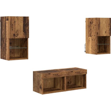Maison Exclusive - Mobiletti TV da Parete 4 pcs Legno vecchio Legno multistrato