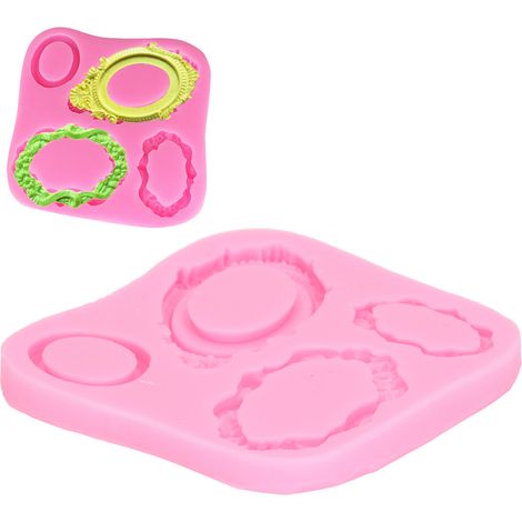 Moule en silicone pour cadre photo rose, moule argenté pour bagues, bracelets et colliers, moule à gâteau, moule pour décorations en fondant et chocolat (1/5)
