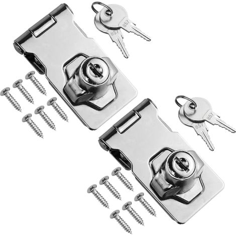 4 Pièces Serrures à moraillon 2,5 pouces avec clés Serrures en alliage de zinc Moraillons Cadenas pour porte, tiroir, boîte à outils, meubles (1/5)