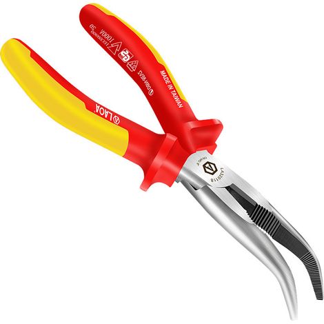 Isolierte Spitzzange, Spitzzange, Elektriker-Drahtschneider, 20,6 cm, lange Spitzzange, gebogene Zange mit großer Reichweite, 1000 V, DOLASO (1/2)