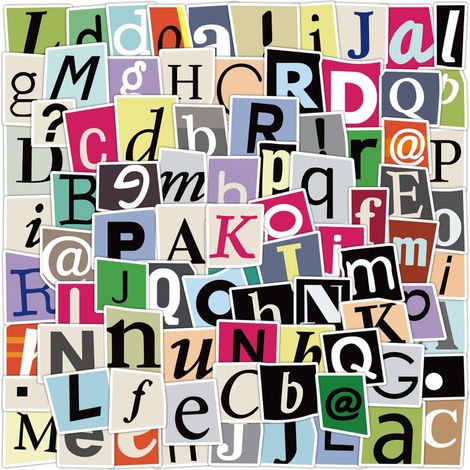 100Pcs Autocollants de Lettres Doodle, Alphabet Autocollant Imperméable Multicolore, Autocollants pour le Bricolage, les Boîtes aux Lettres, les Valises de Voyage, les Ordinateurs Portables (1/5)