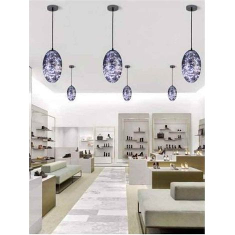 Lampadario a led a sospensione in vetro 12 watt lampada ovale effetto cielo stellato a luce Fredda 7500k