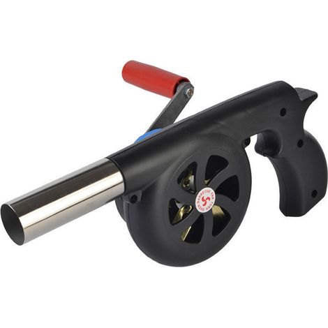 Ventilateur de barbecue portable à manivelle avec poignée de réglage de la vitesse et pales métalliques pour barbecue extérieur-AquaForge