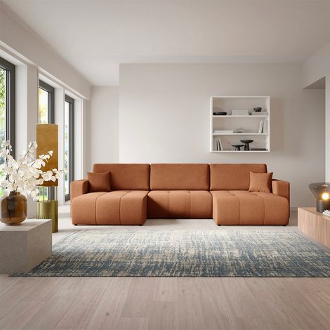 Canapé en U 5 places convertible avec coffre Giulia Terracotta (1/5)