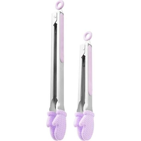Pinces barbecue anti-brûlures, résistantes aux hautes températures, extensibles, pour steak et aliments, violet. (1/5)
