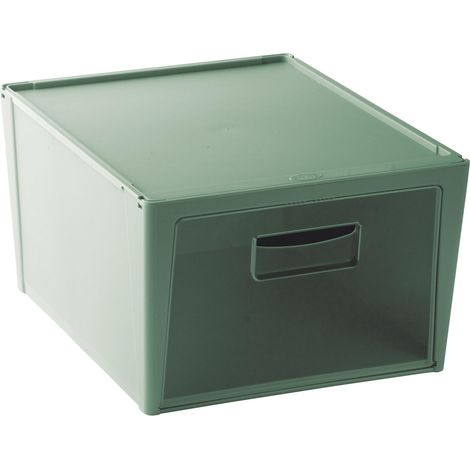 Boîte de Rangement, 15 L, Boîte Organisateur, Conteneur en Plastique Gain de Place, Organisateur Vert, 37 x 27.7 x 33 cm, Ouverture Frontale (1/5)