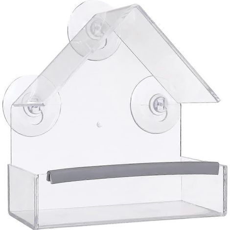 Mangeoires transparentes pour fenêtre Outside Wild, avec ventouses puissantes, en acrylique transparent, idéales pour les cardinaux, les geais bleus et les pinsons. (1/5)