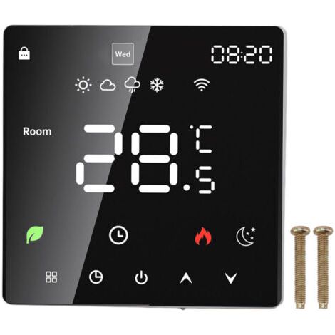 QORVA- Thermostat intelligent 16A, écran tactile couleur LCD, chauffage électrique Programmable pour maison, hôtel, bureau, AC 90 à 240V