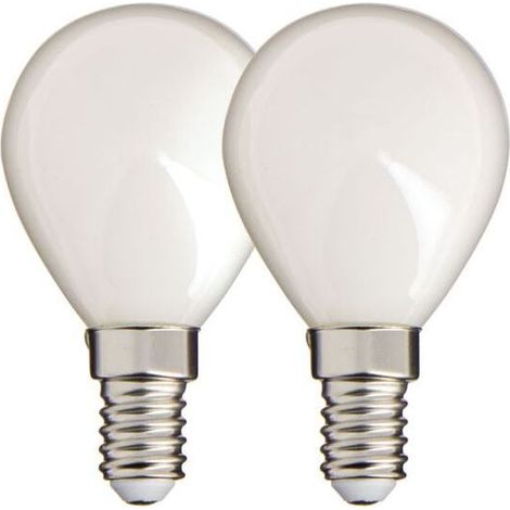 Lot de 2 ampoules LED filament opalescentes E14 (P45), 470 lm, équivalent 40 W, lumière chaude 2700 K – Idéal pour lustres, appliques et luminaires décoratifs (1/5)