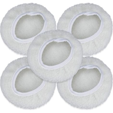 Lot de 5 Bonnet de Polissage, 125-150mm Kit Auto Disque Polissage Bonnet en Laine Tampons de Cirage pour la Plupart des Polisseurs de Voiture (1/5)
