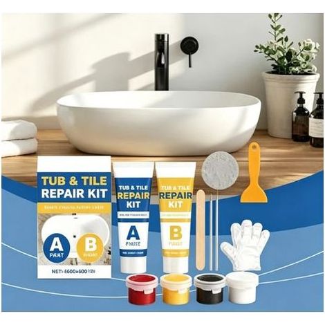 Kit de réparation de carrelage à couleur ajustable — Ensemble de remplissage de joints et de coulis pour céramique et marbre (Kit de réparation et d'étanchéité époxy AB) (1/5)