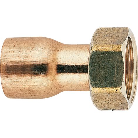 Manguito de cobre recto para ferretería, 2 piezas, hembra - casquillo 20X27 - 22