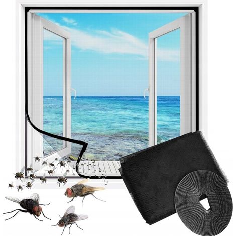 ZANZARIERA ZZ80 PER FINESTRE 130x150 + VELCRO NERO CONTRO INSETTI E ZANZARE