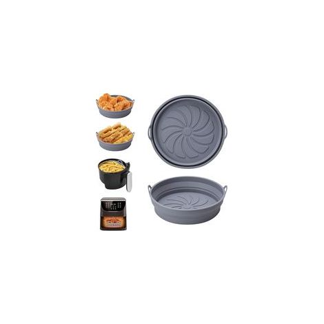 Stampo in silicone per friggitrice ad aria, 2 pezzi, accessorio riutilizzabile per friggitrice ad aria, cestello per friggitrice ad aria calda, rivestimento piatto e rotondo pieghevole per friggitrice