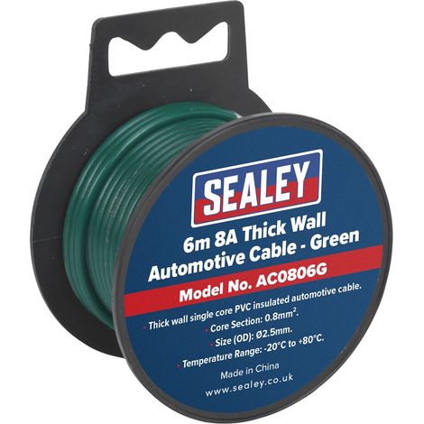 Sealey Automotive Cable Thick Wall 8A 6m Green AC0806G (1/2)