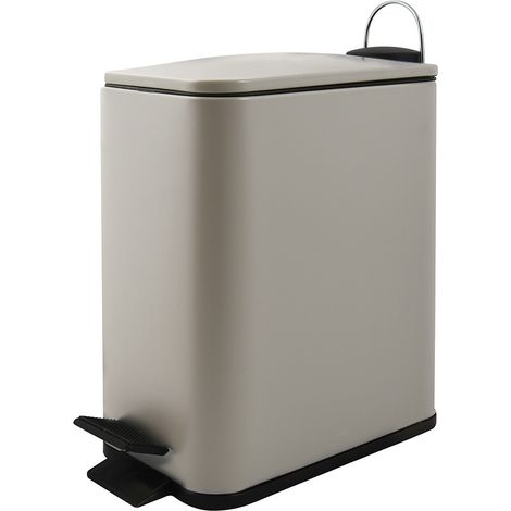 Pattumiera bagno 5 Lt in acciaio tortora opaco con apertura a pedale Rexa (1/3)