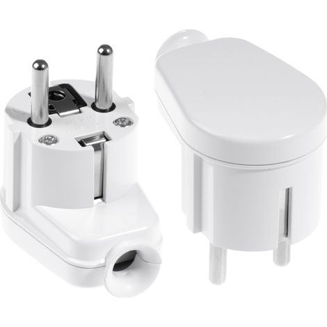 UNI-Schuko Winkelstecker, abnehmbar, mit Erdung, weiß (1/5)