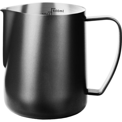 Vaso medidor con pico puntiagudo - Vaso medidor con escala - Negro 600 ml - Vaso medidor - Vaso - Acero inoxidable 304 - 13,29,512 cm (L x