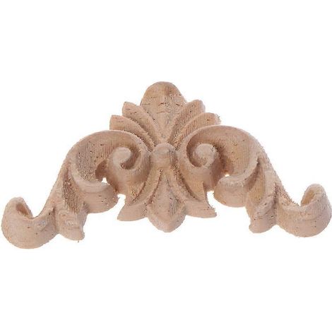Ensemble de 4 appliques d'angle en bois sculpté à motif floral, non peintes, pour armoire ou cabane. (1/4)