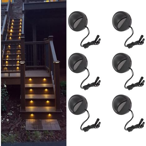 Set mit 6 wasserdichten IP67-Niedervolt-Terrassenleuchten, warmweißes LED-Licht, für Garten, Zaun und Treppe, 12 bis 36 V (1/5)