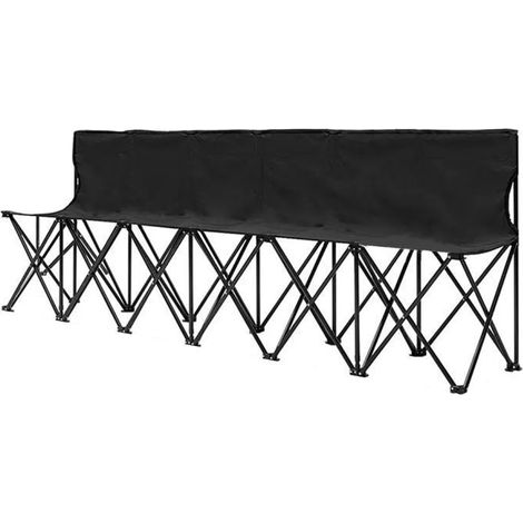 Banc de jardin pliant - Divit SR10 - 6 personnes - Pliable avec sac de transport - Noir