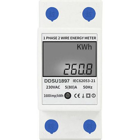 Compteur d'énergie électrique numérique Compteur d'électricité monophasé sur rail DIN Compteur électrique multifonction monophasé à deux fils (1/5)
