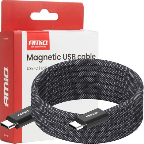 Câble USB magnétique USB-C vers USB-C 60 W 100 cm amio-04840 (1/5)