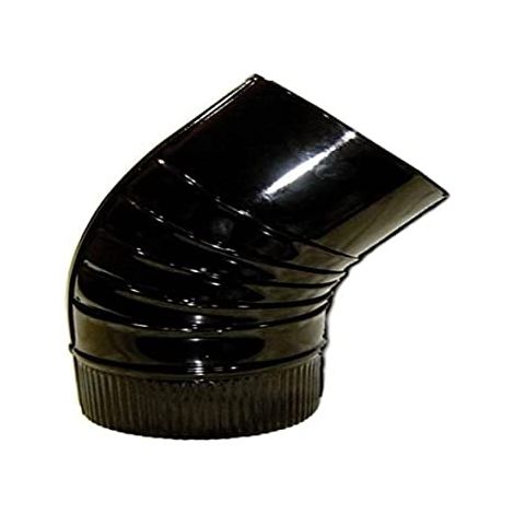 Coude de poêle en acier vitrifié noir, 110 mm, 45°.
