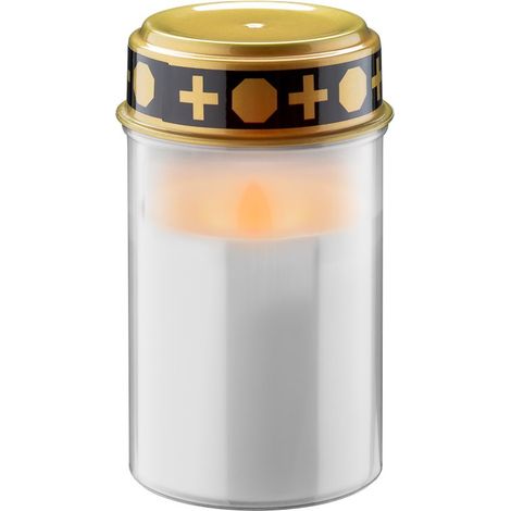 goobay Luz LED para tumbas con batería y temporizador, VELA IP44 para exteriores, velas para cementerios, Luces funerarias, Luz eterna, Lámpara para tumbas, Funciona con batería 2x C/LR14 Baby, 74367